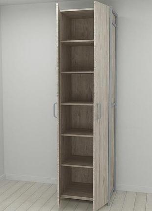 Шкаф гардероб уни секция 7 серии конект ferrum-decor 220x60x50см серый металл дсп дуб сан-марино 16 мм (frd-106905)