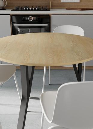 Стол круглый marsi 3 870-3 ferrum-decor 750x870x870 черный металл дсп дуб кремона торро 16 мм (frd-107516)