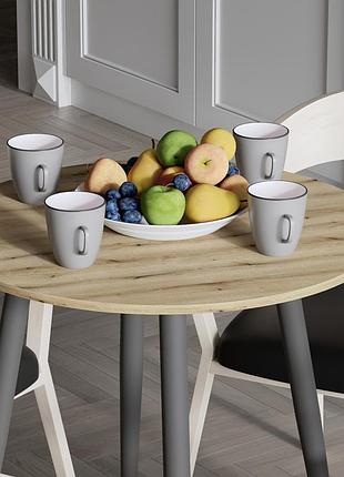 Стол круглый optima 4 ноги на конус ferrum-decor 750x670x670 черный металл дсп дуб евок прибрежный 16 мм (frd-107564)