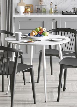 Круглий стіл optima 5 ніжки конусні ferrum-decor 750x900x900 білий метал дсп бетон 16 мм (frd-107491)