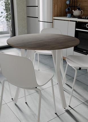 Стол круглый marsi 4 870-4 ноги на конус ferrum-decor 750x870x870 белый металл дуб кремона канолло 16 мм (frd-107527)