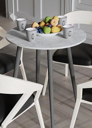 Стол круглый optima 4 ноги на конус ferrum-decor 750x670x670 черный металл дсп бетон 16 мм (frd-107456)