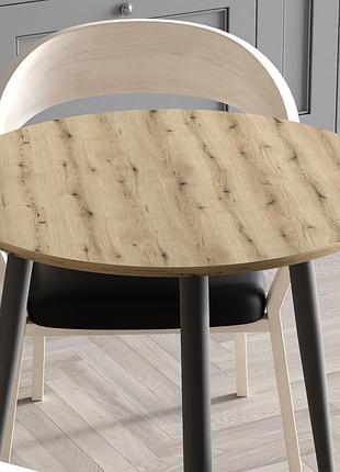 Стіл круглий optima ferrum-decor чорний металл дсп дуб евок прибрежный 750x670x670 (frd-107554)