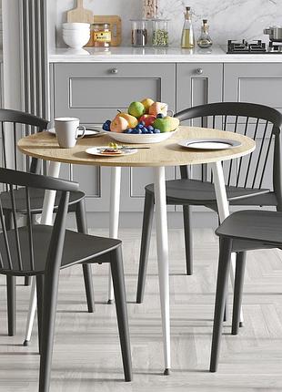 Стіл круглий optima ferrum-decor 750x900x900 мм, білий метал, дсп дуб артизан 16 мм (frd-107490)