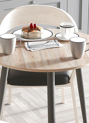 Стол круглый optima ferrum-decor 750 мм, белый металл, дсп дуб сан-марино 16 мм, 3 конусные ножки (frd-107448)
