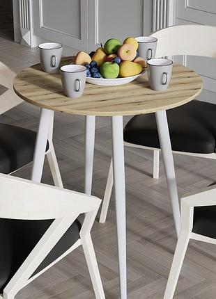 Стол круглый optima 4 ноги на конус ferrum-decor 750x670x670 белый металл дсп дуб евок прибрежный 16 мм (frd-107569)