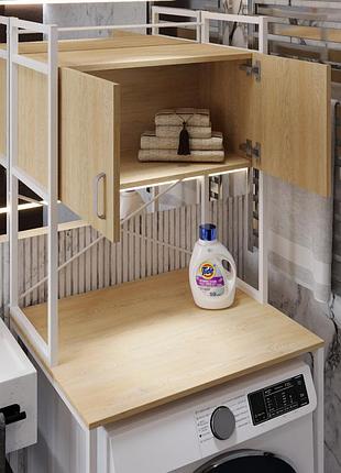 Стеллаж над стиральной машиной ferrum-decor бафрум 404 белый металл + дсп дуб кремона, 178x70.5x60.5 см (frd-107612)