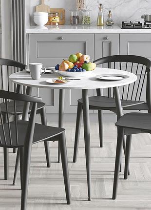 Стіл обідній круглий optima ferrum-decor 750x900x900 мм, дсп бетон 16 мм, чорний метал, ніжки конус (frd-107486)