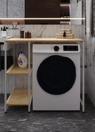 Стелаж-полиця бафрум 405 ferrum-decor для пральної машини 90x101x60,5 білий метал дсп дуб кремона торро 16 мм (frd-107622)