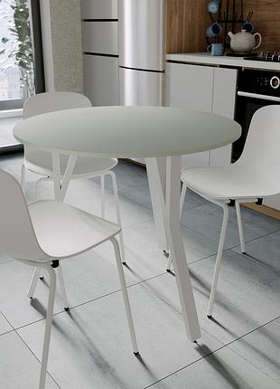 Стіл круглий marsi 3 ferrum-decor 750x870 мм, білий метал, дсп кашемір 16 мм (frd-107520)