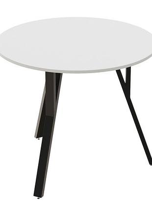Стіл круглий marsi 3 ferrum-decor 870 мм, біла дсп 16 мм, чорний метал (frd-107422)