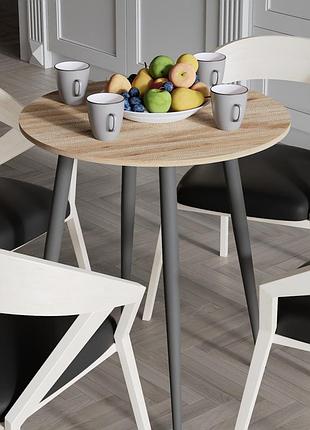 Стол круглый optima 4 ноги на конус ferrum-decor 750x670x670 черный металл дсп дуб сан-марино 16 мм (frd-107453)