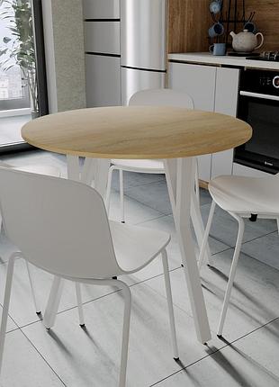 Стол круглый marsi 4 870-4 ноги на конус ferrum-decor 750x870x870 белый металл дсп дуб кремона торро 16 мм (frd-107531)