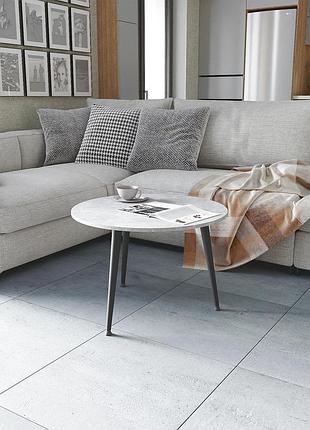 Стол журнальный круглый optima 1 ноги на конус ferrum-decor 450x670x670 черный металл дсп бетон 16 мм (frd-107466)