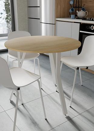 Стіл круглий marsi 3 ferrum-decor 870-3 білий метал/дсп дуб кремона 750x870x870 мм (frd-107521)