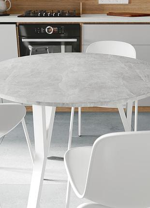 Стіл круглий marsi 3 ferrum-decor 750x870x870 білий металл/дсп бетон 16 мм (frd-107431)