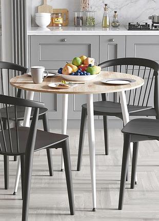 Стіл круглий optima ferrum-decor 750x900x900 мм, дуб сан-марино, метал білий, 16 мм (frd-107488)