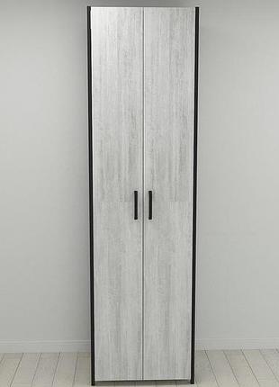 Шафа гардероб уні секція 7 серії конект ferrum-decor 220x60x50 см чорний метал дсп бетон 16 мм (frd-106904)