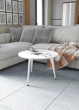 Журнальний круглий стіл optima 1 ніжки конусні ferrum-decor 450x670x670 білий метал дсп білий 16 мм (frd-107467)