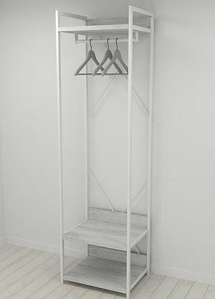 Шафа гардероб уні секція 1 серії конект ferrum-decor 220x60x50 см білий метал дсп бетон 32 мм (frd-106878)