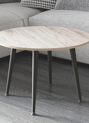 Стол журнальный круглый optima 2 ноги на конус ferrum-decor 450x670x670 черный металл дсп дуб сан-марино 16 мм (frd-107473)