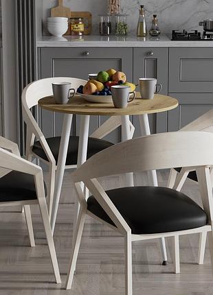Стол круглый optima 4 ноги на конус ferrum-decor 750x670x670 белый металл дсп дуб артизан 16 мм (frd-107460)