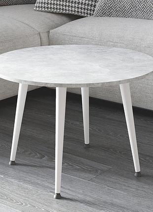 Стол журнальный круглый optima 2 ноги на конус ferrum-decor 450x670x670 белый металл дсп бетон 16 мм (frd-107481)