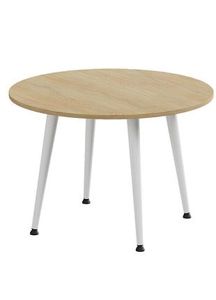 Стол журнальный круглый optima 2 ноги на конус ferrum-decor 450x670x670 белый металл дсп дуб кремона торро 16 мм (frd-107551)