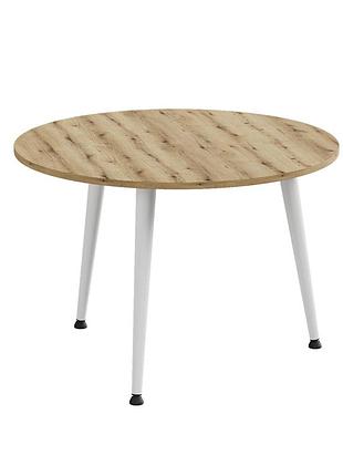 Стол журнальный круглый optima 1 ноги на конус ferrum-decor 450x670x670 белый металл дсп дуб евок прибрежный 16 мм (frd-107538)