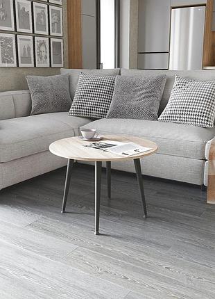 Стол журнальный круглый optima 2 ноги на конус ferrum-decor 450x670x670 черный металл дсп дуб сонома 16 мм (frd-107474)