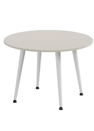 Журнальний круглий стіл optima 2 ніжки конусні ferrum-decor 450x670x670 білий метал дсп кашемір 16 мм (frd-107550)