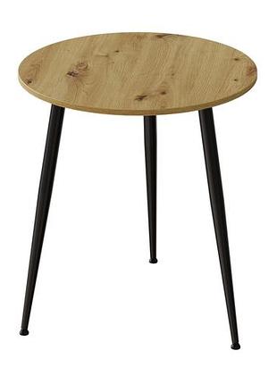 Стіл круглий optima ferrum-decor 750 мм дуб артизан, чорний метал, 3 конусні ніжки (frd-107445)