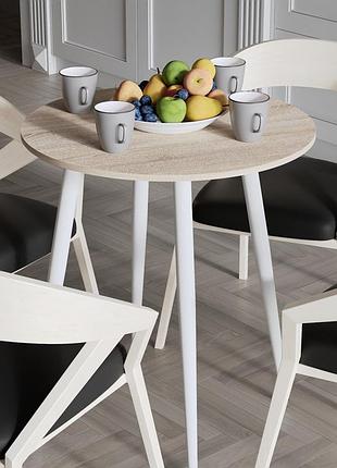 Стол круглый optima 4 ноги на конус ferrum-decor 750x670x670 белый металл дсп дуб сонома 16 мм (frd-107459)