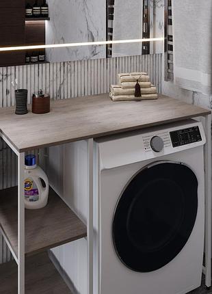 Стелаж-полиця бафрум 405 ferrum-decor для пральної машини 90x101x60,5 білий метал дсп дуб кремона канолло 16 мм (frd-107618)