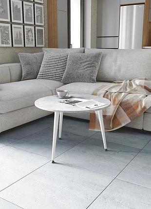 Стол журнальный круглый optima 1 ноги на конус ferrum-decor 450x670x670 белый металл дсп бетон 16 мм (frd-107471)