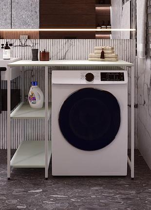 Стеллаж полка бафрум 405 ferrum-decor для стиральной машины 90x101x60,5 белый металл дсп кашемир 16 мм (frd-107621)