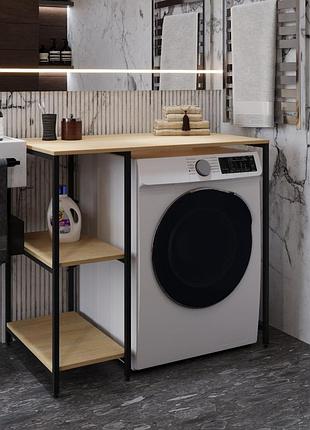 Стелаж-полиця бафрум 405 ferrum-decor для пральної машини 90x101x60,5 чорний метал дсп дуб кремона торро 16 мм (frd-107617)
