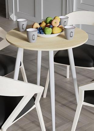 Стол круглый optima 4 ноги на конус ferrum-decor 750x670x670 белый металл дсп дуб кремона торро 16 мм (frd-107572)
