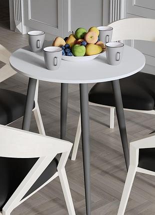 Стол круглый optima 4 ноги на конус ferrum-decor 750x670x670 черный металл дсп белый 16 мм (frd-107452)