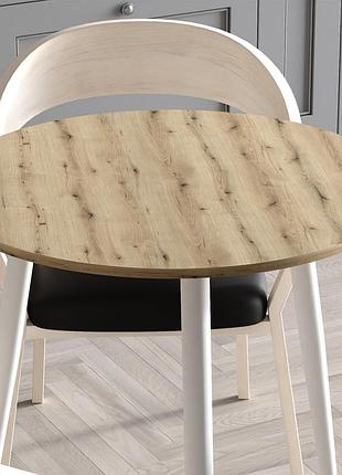 Стол круглый optima ferrum-decor 750x670 мм, белый металл, дсп дуб эвок прибрежный 16 мм (frd-107559)