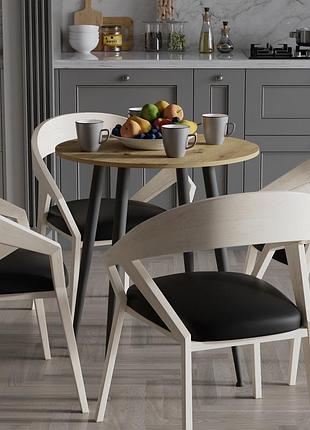Стол круглый optima 4 ноги на конус ferrum-decor 750x670x670 черный металл дсп дуб артизан 16 мм (frd-107455)