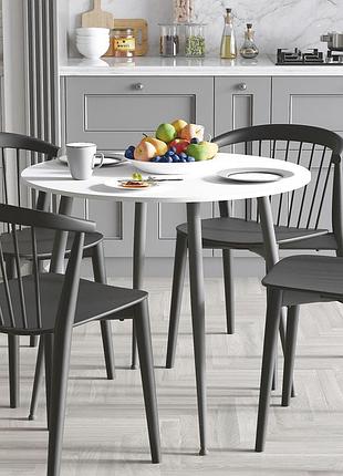 Круглый стол optima ferrum-decor 750x900x900 мм, белый дсп 16 мм, черные металлические конусные ножки (frd-107482)
