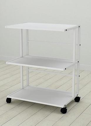 Етажерка на коліщатках ferrum-decor каміло 75x40x60 метал білий дсп білий 16 мм (frd-106853)