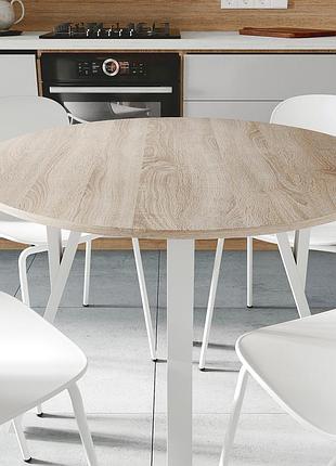 Стол круглый marsi 4 870-4 ноги на конус ferrum-decor 750x870x870 белый металл дсп дуб сонома 16 мм (frd-107439)