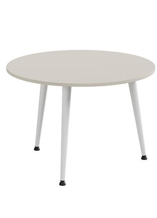 Журнальний круглий стіл optima 1 ніжки конусні ferrum-decor 450x670x670 білий метал дсп кашемір 16 мм (frd-107540)