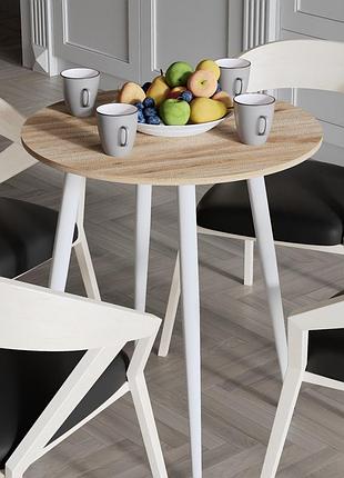 Стол круглый optima 4 ноги на конус ferrum-decor 750x670x670 белый металл дсп дуб сан-марино 16 мм (frd-107458)
