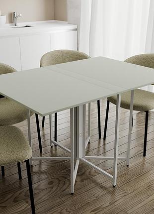 Розкладний стіл-трансформер книжка моріс 3 ferrum-decor 75x130x90 білий метал дсп кашемір 16 мм (frd-107511)