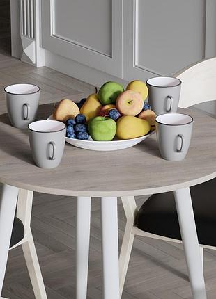 Стол круглый optima 4 ноги на конус ferrum-decor 750x670x670 белый металл дсп дуб кремона канолло 16 мм (frd-107568)