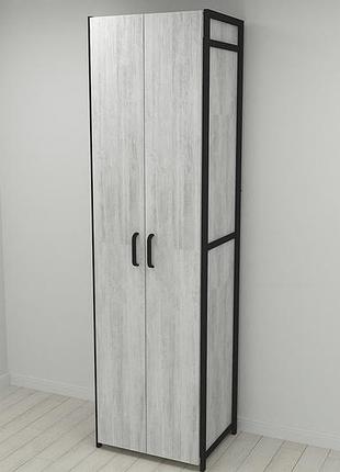Шафа гардероб уні секція 6 серії конект ferrum-decor 220x60x50 см чорний метал дсп бетон 16 мм (frd-106910)