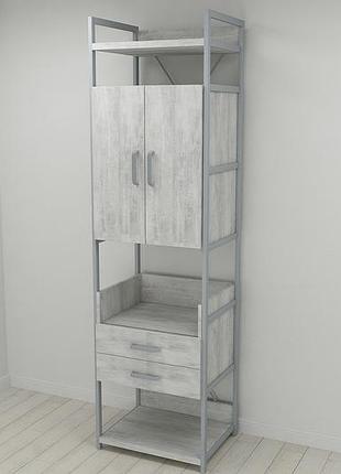 Шафа гардероб уні секція 5 серії конект ferrum-decor 220x60x50 см сірий метал дсп бетон 32 мм (frd-106882)